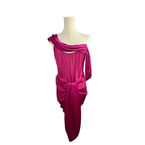 Miss Circle pink corset crystal Darlene off shoulder dress size Medium NWT $169 - Picture 3 of 8